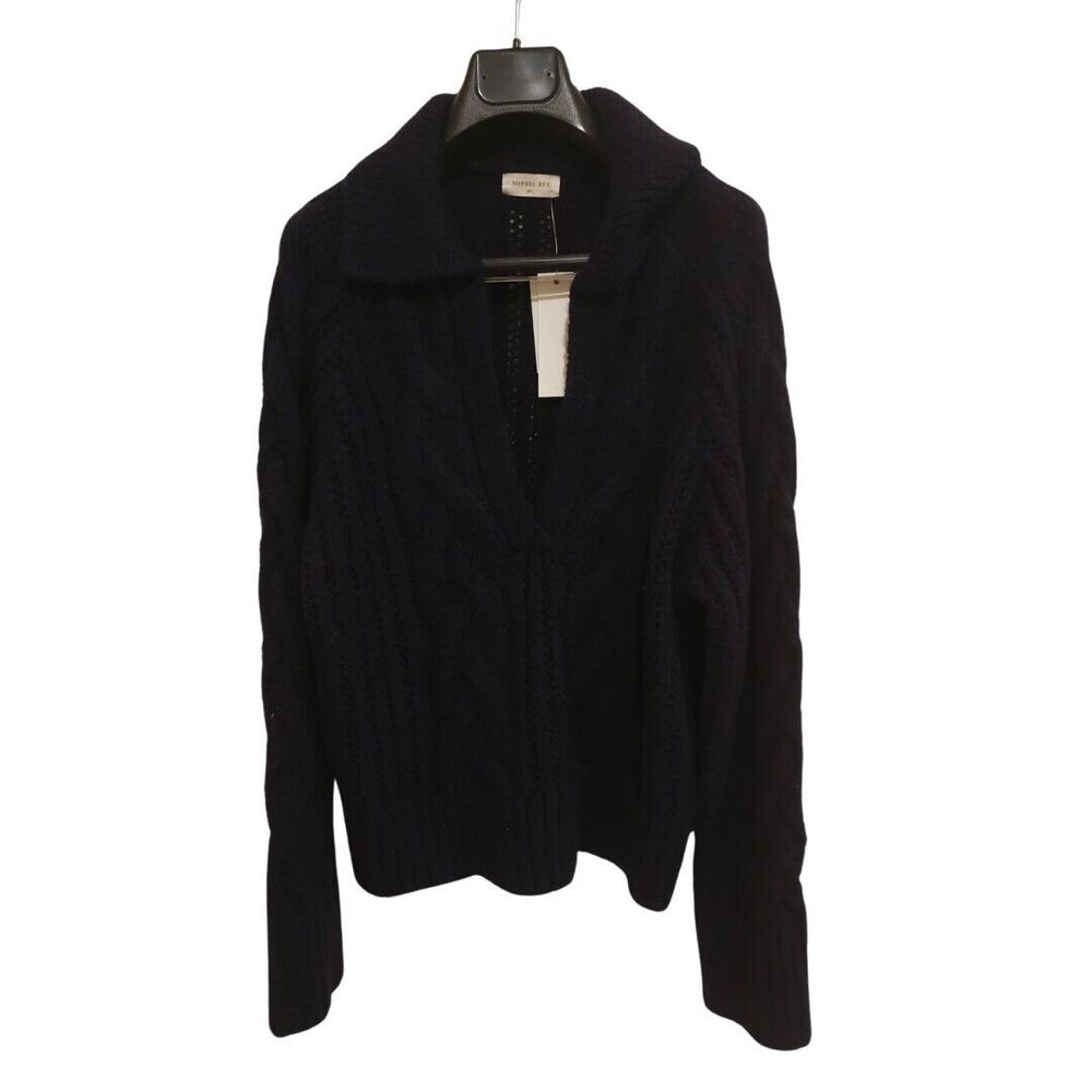 Sophie Rue Notch Cable Knit Pullover Sweater Size Large
